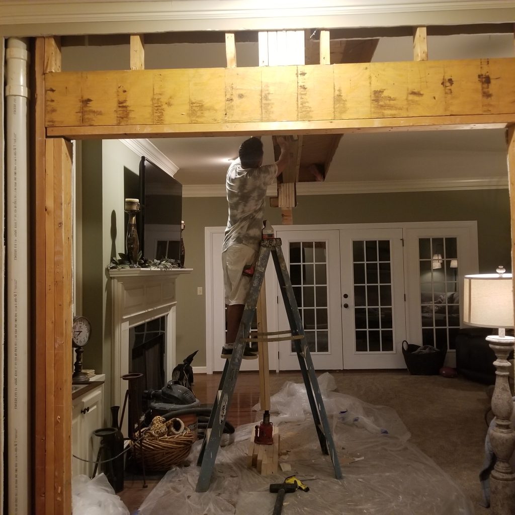 load bearing wall removal and second floor support done by USR on a home in Easley South Carolina