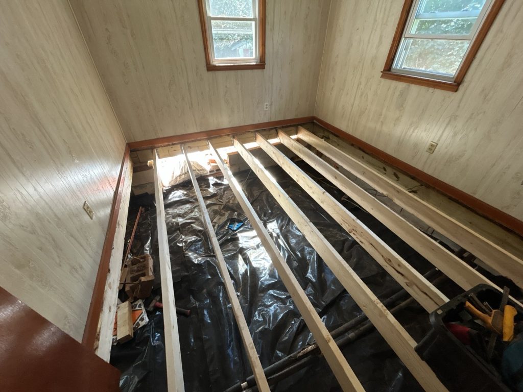 USR band repair showing the whole floor being reframed on a home in Greenwood South Carolina