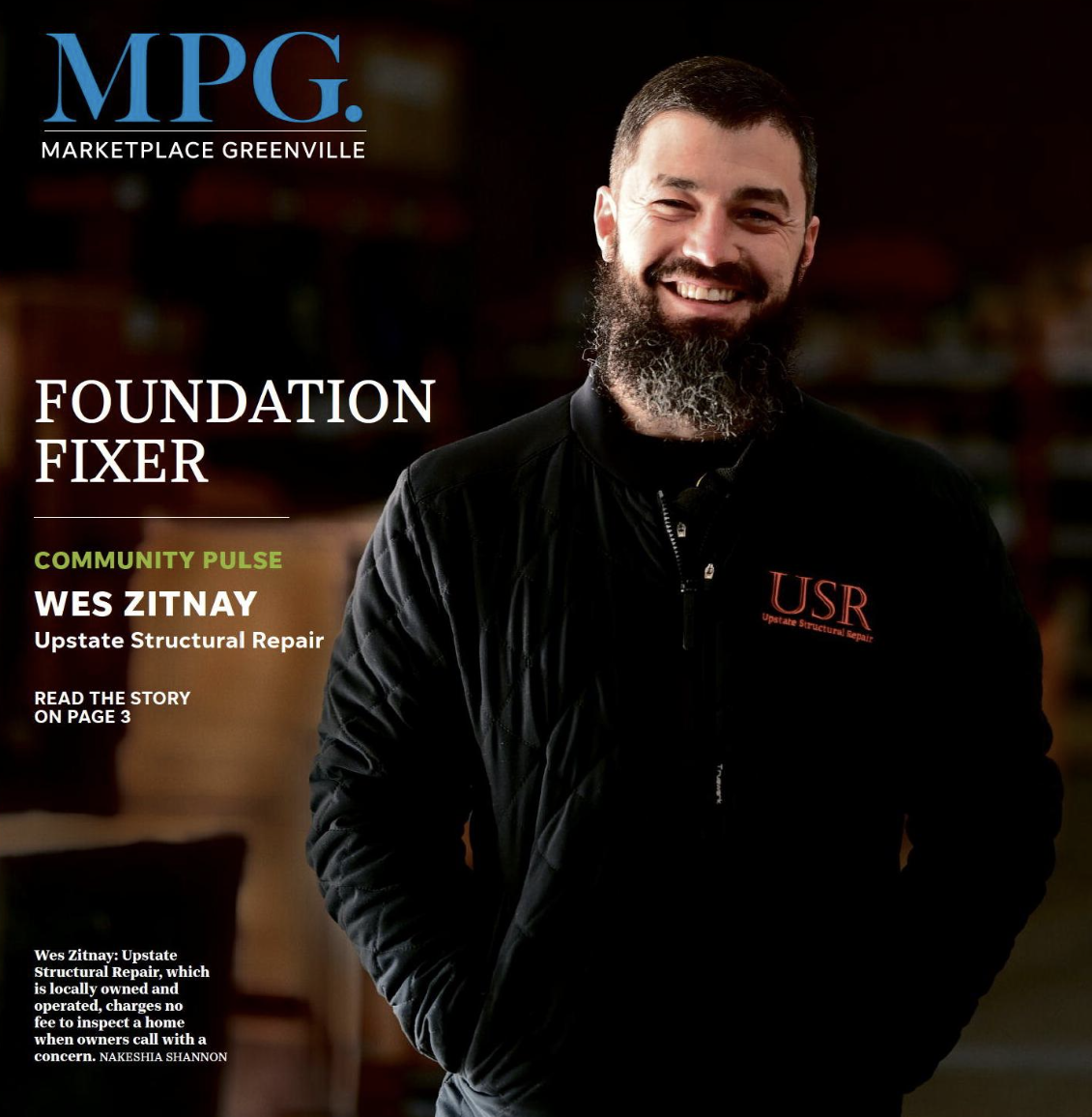 A cover shot of the Market Place Greenville paper featuring USR